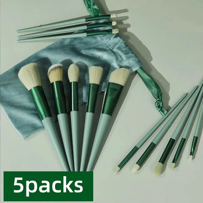 13PCS Green/Pink Makeup Brush Set With Soft Bristles For Easy Carrying Suitable For Beginners And Professional Makeup Artists