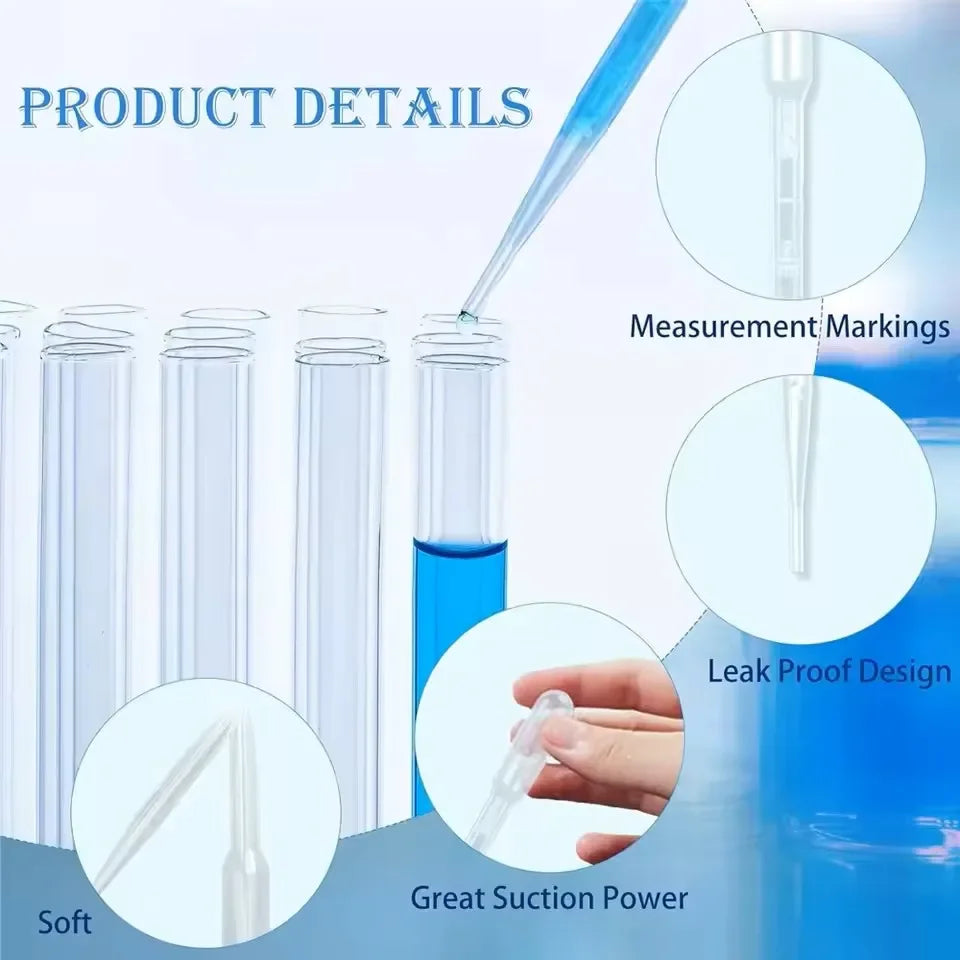 100Pcs Laboratory Pipette 1ml 3ml Plastic Disposable Graduated Container Liquid Dropper Equipment Straw Makeup Tools