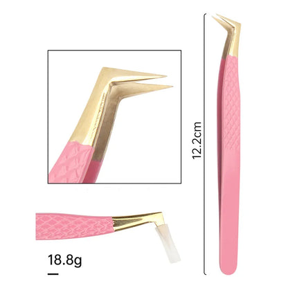 1Pc Eyelash Tweezers Stainless Steel Anti-static Non-magnetic Professional Pincet 3D Lashes Extension Tweezer Makeup Tools
