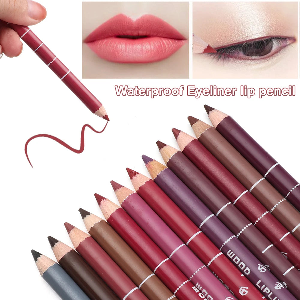 1PC Matte Natural Wood Lip liner Pen Waterproof Long Lasting Lipstick Pencil Contour Matte Lady Charming Women's Makeup Tool