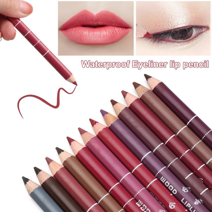 1PC Matte Natural Wood Lip liner Pen Waterproof Long Lasting Lipstick Pencil Contour Matte Lady Charming Women's Makeup Tool