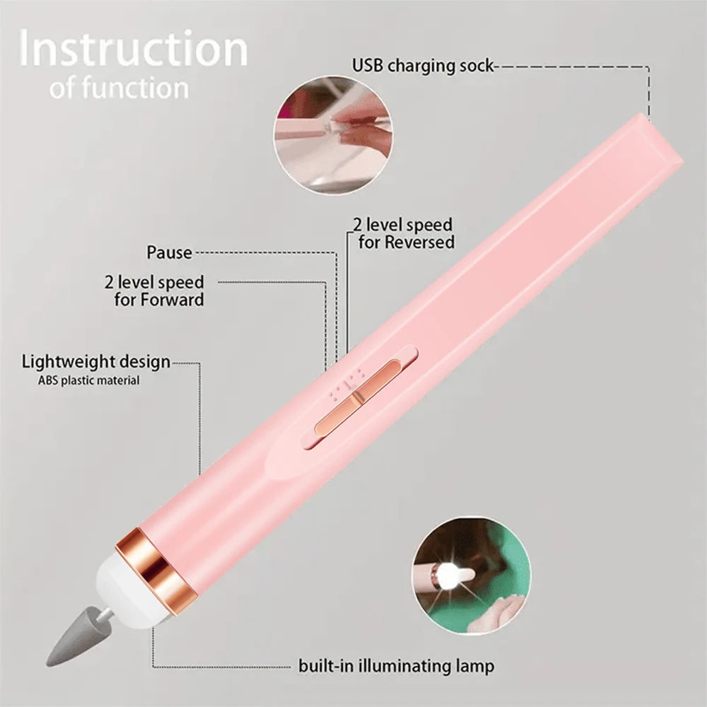 YIKOOLIN Electric Nail File Portable Nail Set with 4 Speeds Cuticle Trimmer Battery Operated Manicure and Pedicure Tools