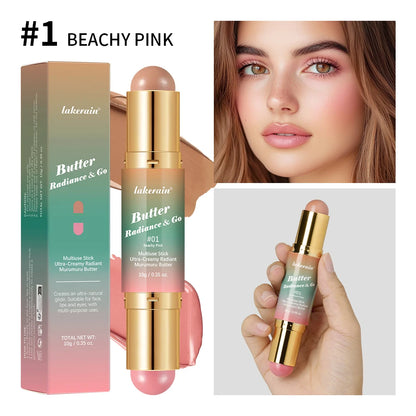 2 IN 1 Multiuse Stick Double Headed Bronzer Blush For Cheeks Eyes Lips Long Lasting Matte Glow Makeup Contouring Stick Makeup