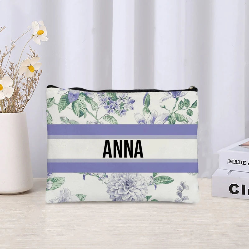 Custom Makeup Bag Trendy Canvas Travel Cosmetic Organizer Luxury Wedding Bridesmaid Gift Purse Vintage Brand Side Bag for Ladies