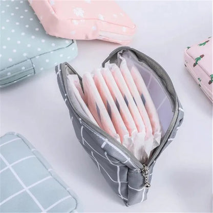 Women Sanitary Napkin Tampon Storage Bag Cute Sanitary Pad Pouches Portable Makeup Lipstick Key Earphone Data Cables Organizer