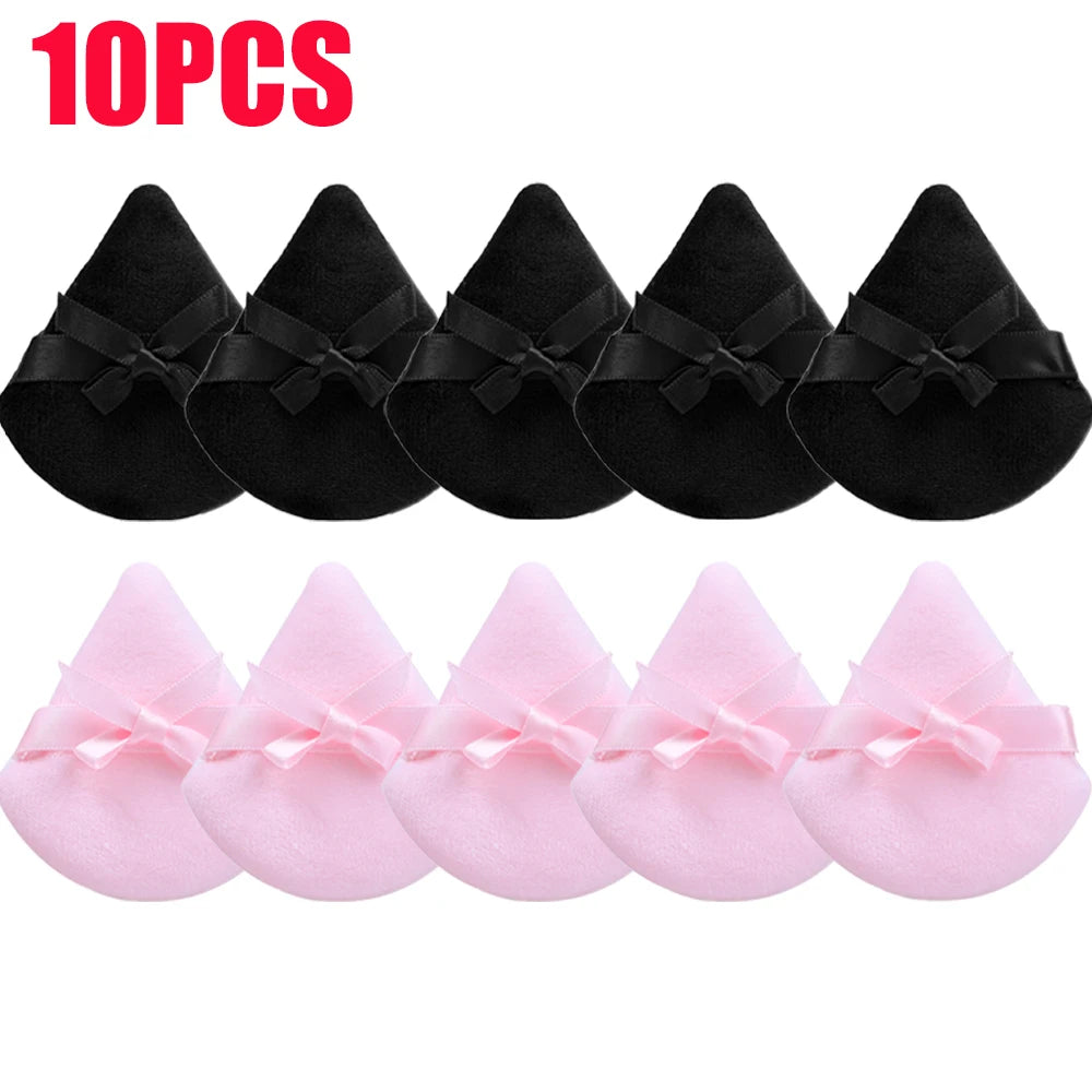 20pcs Makeup Puffs Short Fluff Bow Triangle Powder Puff Lightweight Crystal Velvet Face Eye Contouring Shadow Seal Cosmetic Puff