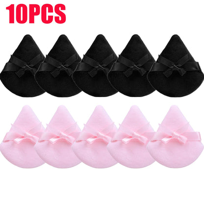 20pcs Makeup Puffs Short Fluff Bow Triangle Powder Puff Lightweight Crystal Velvet Face Eye Contouring Shadow Seal Cosmetic Puff
