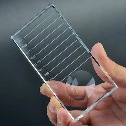 Eyelash Extension Pallet Crystal Glass U Curved/Straight Stand False Eyelashes Holder Transparent Glue Tray Beauty Makeup Tool