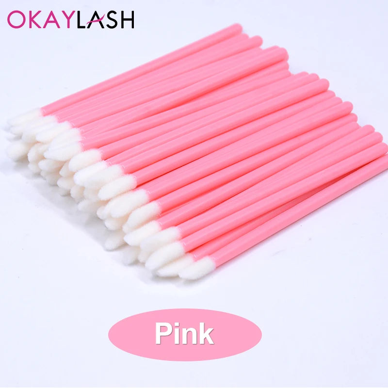 Okaylash Disposable Glitter Eyelash Extension Cleaning Brushes Crystal Micro Lip Gloss Applicator Shining Cleaner Makeup Tools