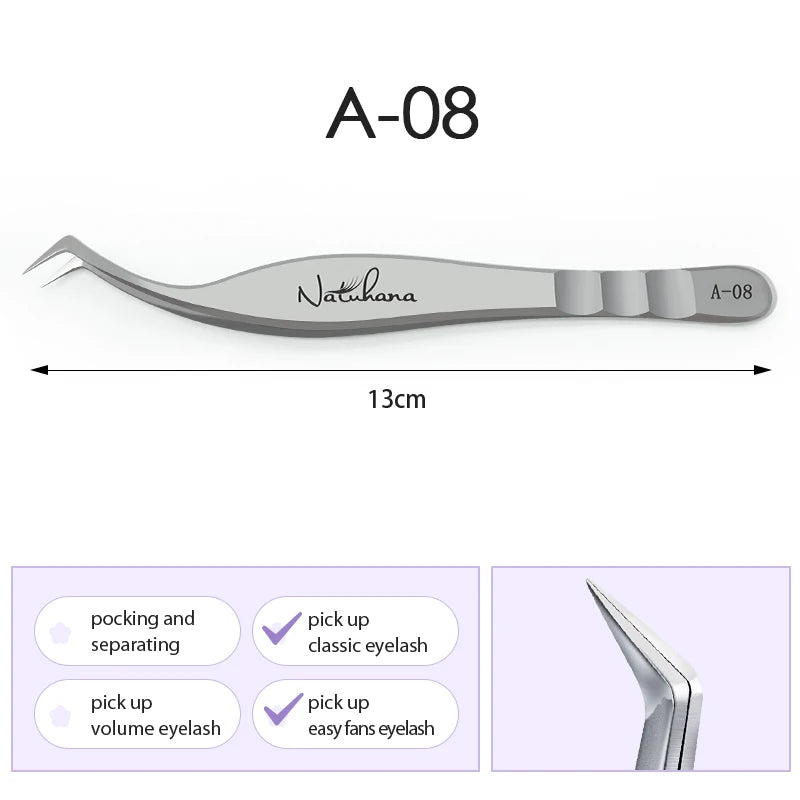 NATUHANA Professional Eyelash Extension Tweezers, High Precision Anti-Static Stainless Steel Lash Tools for Volume & Isolation