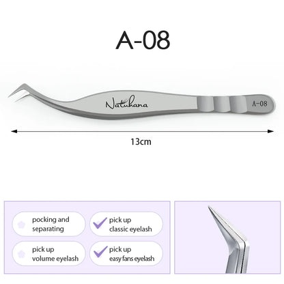 NATUHANA Professional Eyelash Extension Tweezers, High Precision Anti-Static Stainless Steel Lash Tools for Volume & Isolation