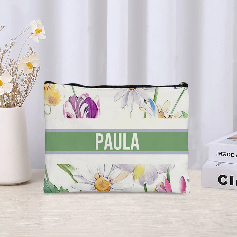 Custom Makeup Bag Trendy Canvas Travel Cosmetic Organizer Luxury Wedding Bridesmaid Gift Purse Vintage Brand Side Bag for Ladies