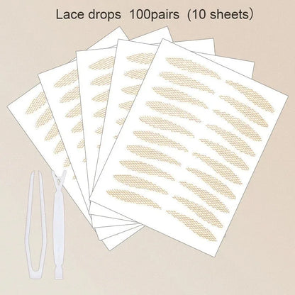 480Pcs Stealth Double Fold Eyelid Tape Fiber Sticker Lace Nature Clear Beige Stripe Self-adhesive Natural Eye Makeup with Tool