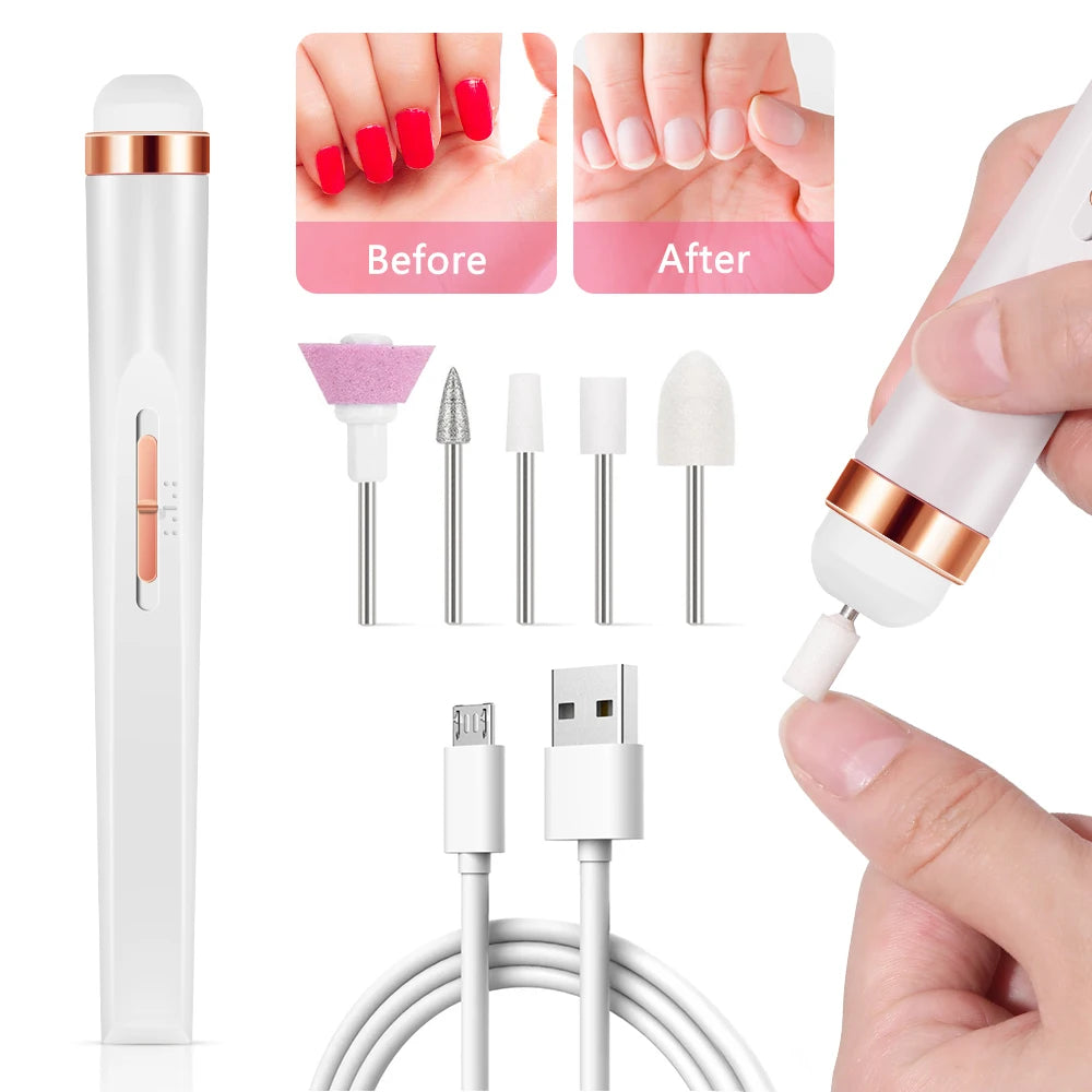 YIKOOLIN Electric Nail File Portable Nail Set with 4 Speeds Cuticle Trimmer Battery Operated Manicure and Pedicure Tools
