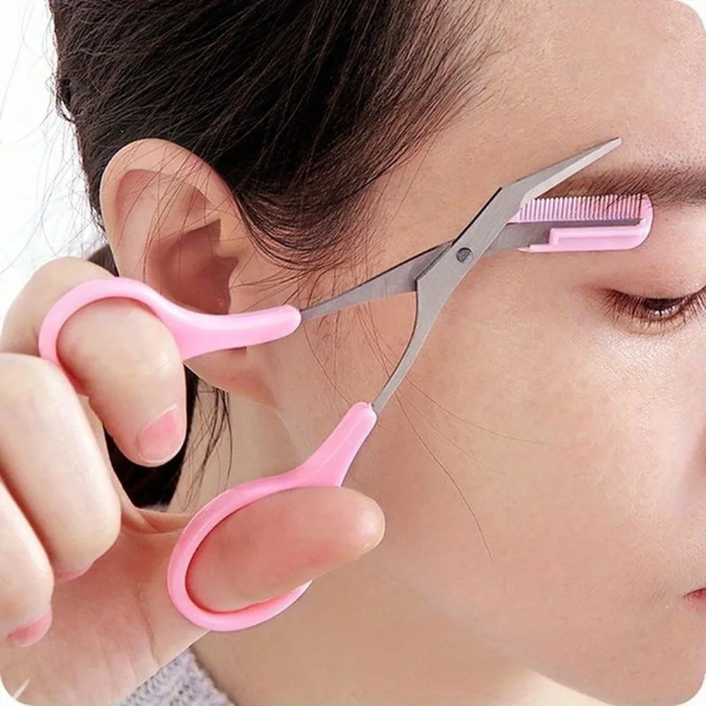 New Eyebrow Trimmer Scissor with Comb Facial Eyelash Hair Removal Grooming Shaping Eyebrow Shaver Cosmetic Makeup Accessories