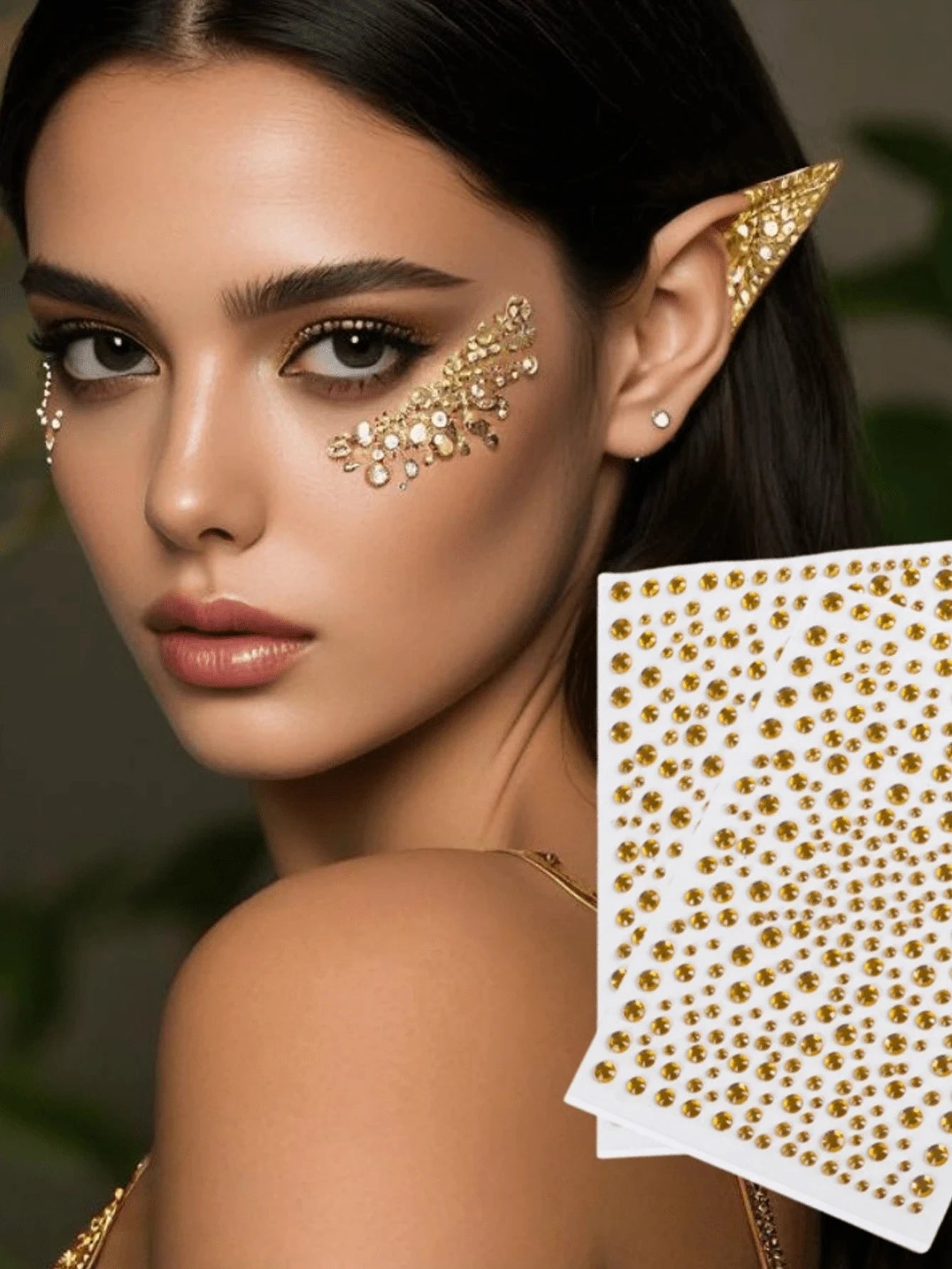 1/2/3Pcs Gold Face Gems Glitter Body Glittery Stereo Gem Stickers Rave Accessories Makeup Rhinestone Stickers For Music Festival