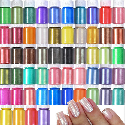 10g/Bottle White/Pink Pearlescent Nail Art Powder Sparkly Mermaid Chrome Pearl Pigment Aurora Manicure Mica Mineral Rubbing Dust