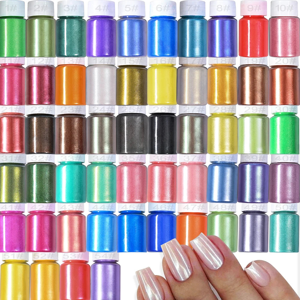10g/Bottle White/Pink Pearlescent Nail Art Powder Sparkly Mermaid Chrome Pearl Pigment Aurora Manicure Mica Mineral Rubbing Dust
