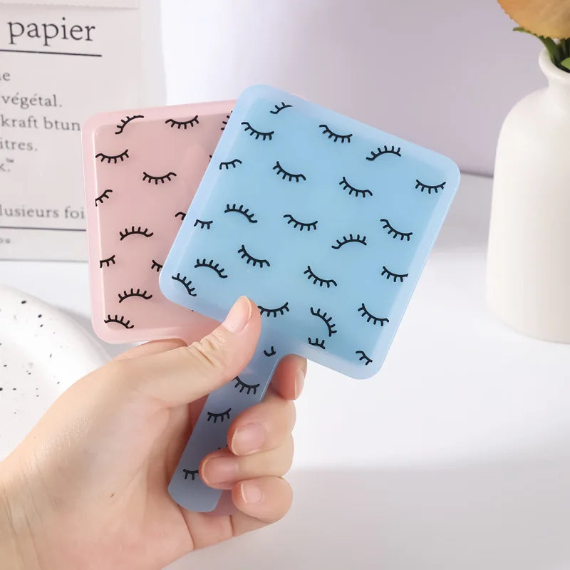 Square Handheld Eyelash Extension Makeup Vanity Mirror  Student Bathroom Handle Hand Mirror SPA Salon Compact Mirrors Portable