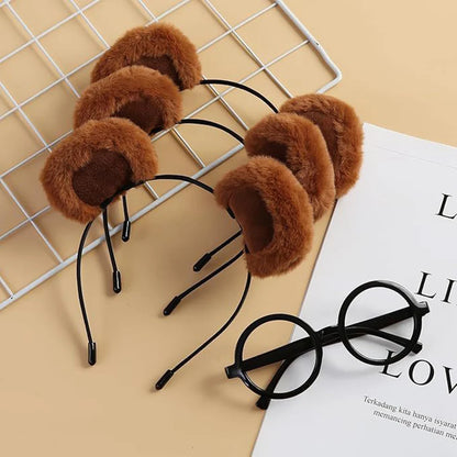 Plush Bear Ear Girl's Headbands Cosplay Makeup Headpiece Brown Animal Ears Hair Hoop DIY Cute Sweet Cartoon Hair Accessories