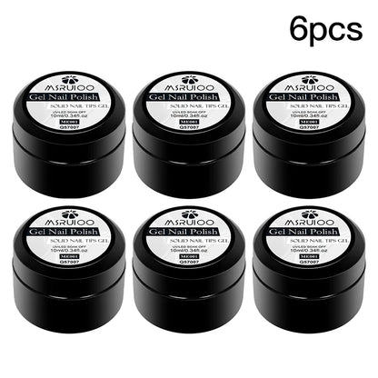 MSRUIOO 10ml Clear Solid Nail Tips Gel Long Lasting Bubble-free UV/LED Building Gel for Nails Home Salon Manicure DIY Design