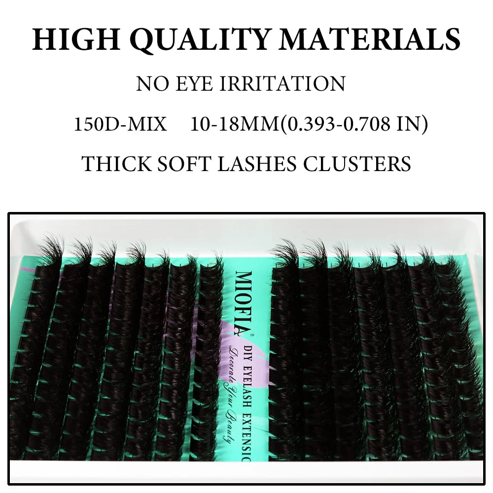 MIOFIA Thick Fluffy Lashes Clusters 150D 100D 80D 50D Natural Lash Clusters 3D Faux Mink Lashes DIY Eyelash Extension Makeup
