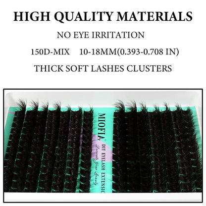 MIOFIA Thick Fluffy Lashes Clusters 150D 100D 80D 50D Natural Lash Clusters 3D Faux Mink Lashes DIY Eyelash Extension Makeup