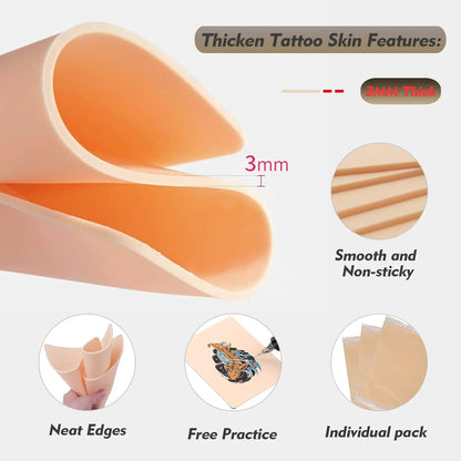 10/8/5/3/1pcs Tattoo Practice Skin 3MM silicone fake skin Double sided permanent makeup training supplies Tattoo accessories