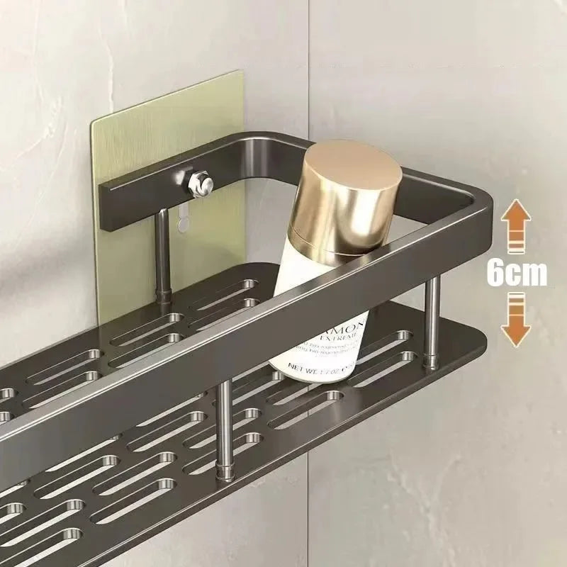 1/2/3pcs Aluminum Alloy No Drill Wall Bathroom Shelf Shampoo Rack Makeup Storage Organizer Shower Shelf Bathroom Accessories