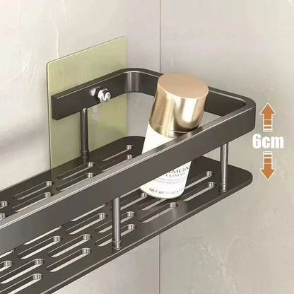 1/2/3pcs Aluminum Alloy No Drill Wall Bathroom Shelf Shampoo Rack Makeup Storage Organizer Shower Shelf Bathroom Accessories
