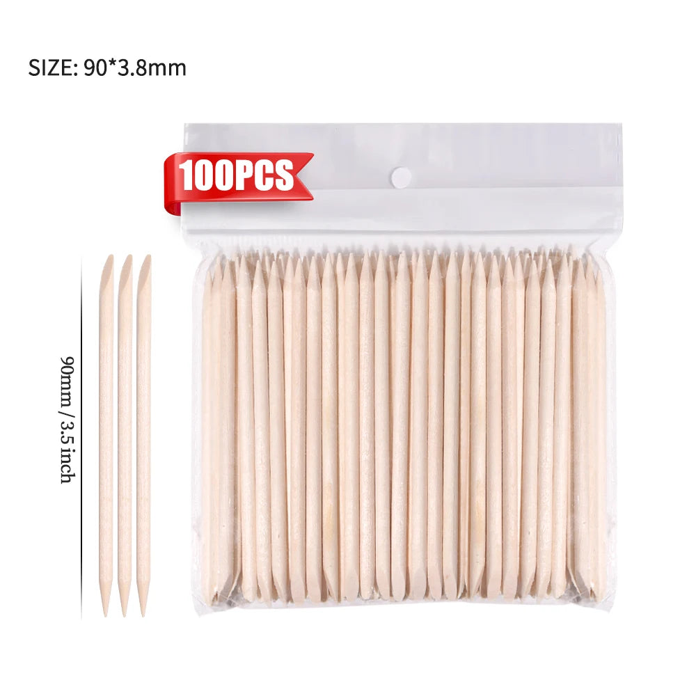 LINMANDA 100 Nail Clippers Orange Wood Nail Clippers Double-Sided Multi-Functional Cuticle Pusher Manicure and Pedicure Tools