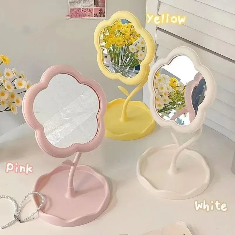 Cute Flower Design Desktop Mirror Creative Bedroom Home Decor Gift High Aesthetic Value Gao Yan Style Vanity Decorative Mirror