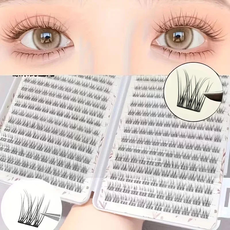 352 soft and lightweight fish tail single cluster eyelashes, 10-12 millimeters - perfect for daily makeup and eyelash extension