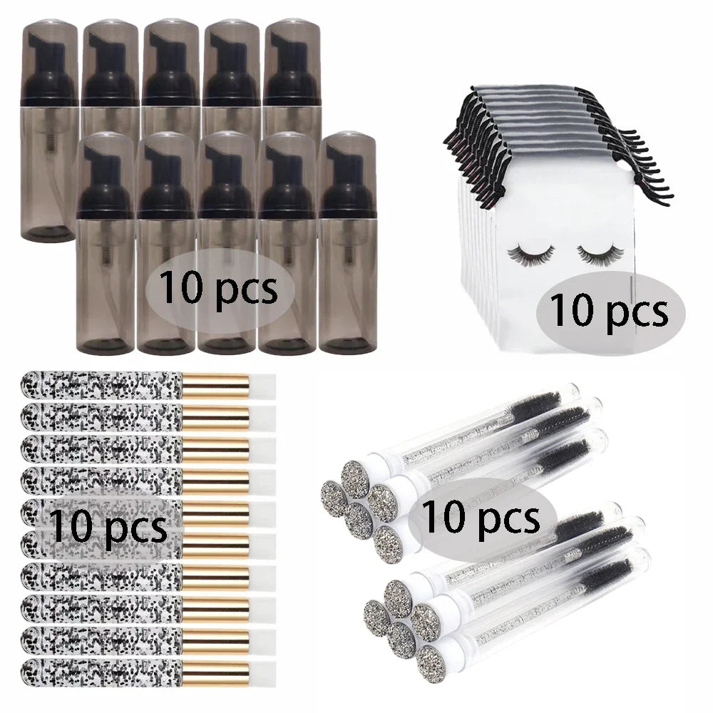 20/40PCS Suit 60ML Empty Pump Bottle Eyelash Shampoo Care Makeup Tool Travel Foam Dispenser Bottle Plastic Cleanser Soap Care