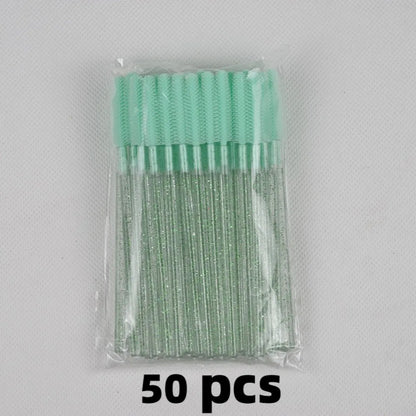50pcs Crystal Silicone Eyelash Brush Lash Makeup Brushes Eyebrow Comb Eyelashes Extension Spoolie Microbrush Cosmetics Tool