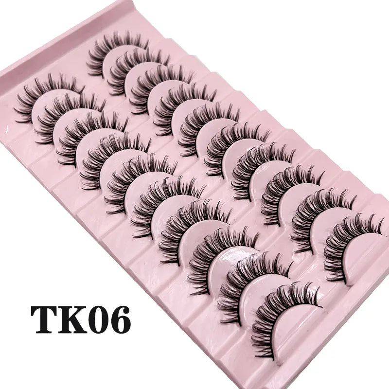 Natural Lashes 5/10 Pairs Eyelashes 3D Mink Lashes Manga Lashes Strip Lashes Band Soft Light False Eyelashes Makeup