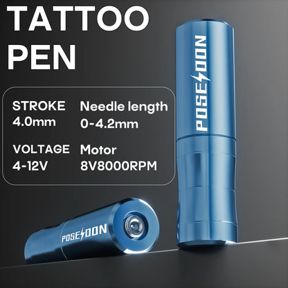 Tattoo Kit POSEIDON Lightweight Tattoo Pen Kit For Permanent Makeup Tattoo Machine Kit Wireless Tattoo Power Supply Tattoo Kit