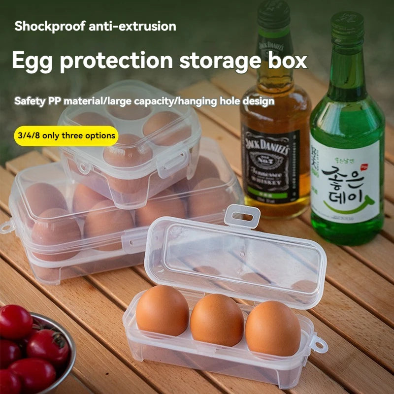 3/4/8 Travel Anti Drop Outdoor Egg Storage PP Box Portable Camping Shatter Egg Tray, Makeup Egg Storage Plastic Dustproof Box