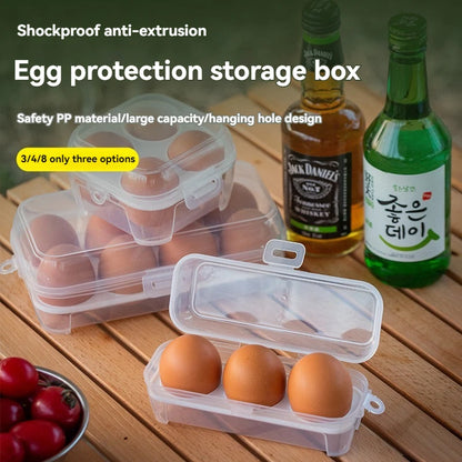 3/4/8 Travel Anti Drop Outdoor Egg Storage PP Box Portable Camping Shatter Egg Tray, Makeup Egg Storage Plastic Dustproof Box