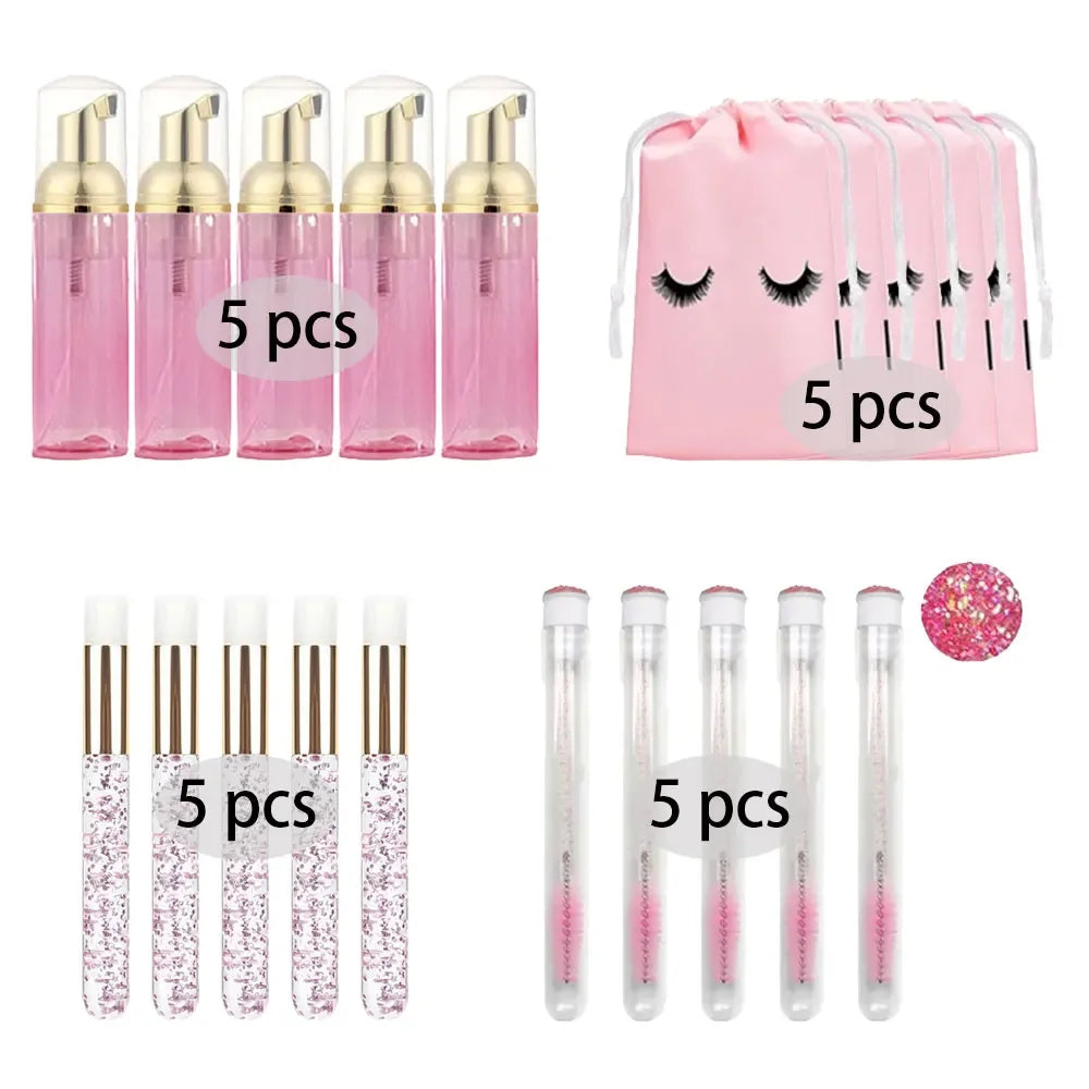 20/40PCS Suit 60ML Empty Pump Bottle Eyelash Shampoo Care Makeup Tool Travel Foam Dispenser Bottle Plastic Cleanser Soap Care