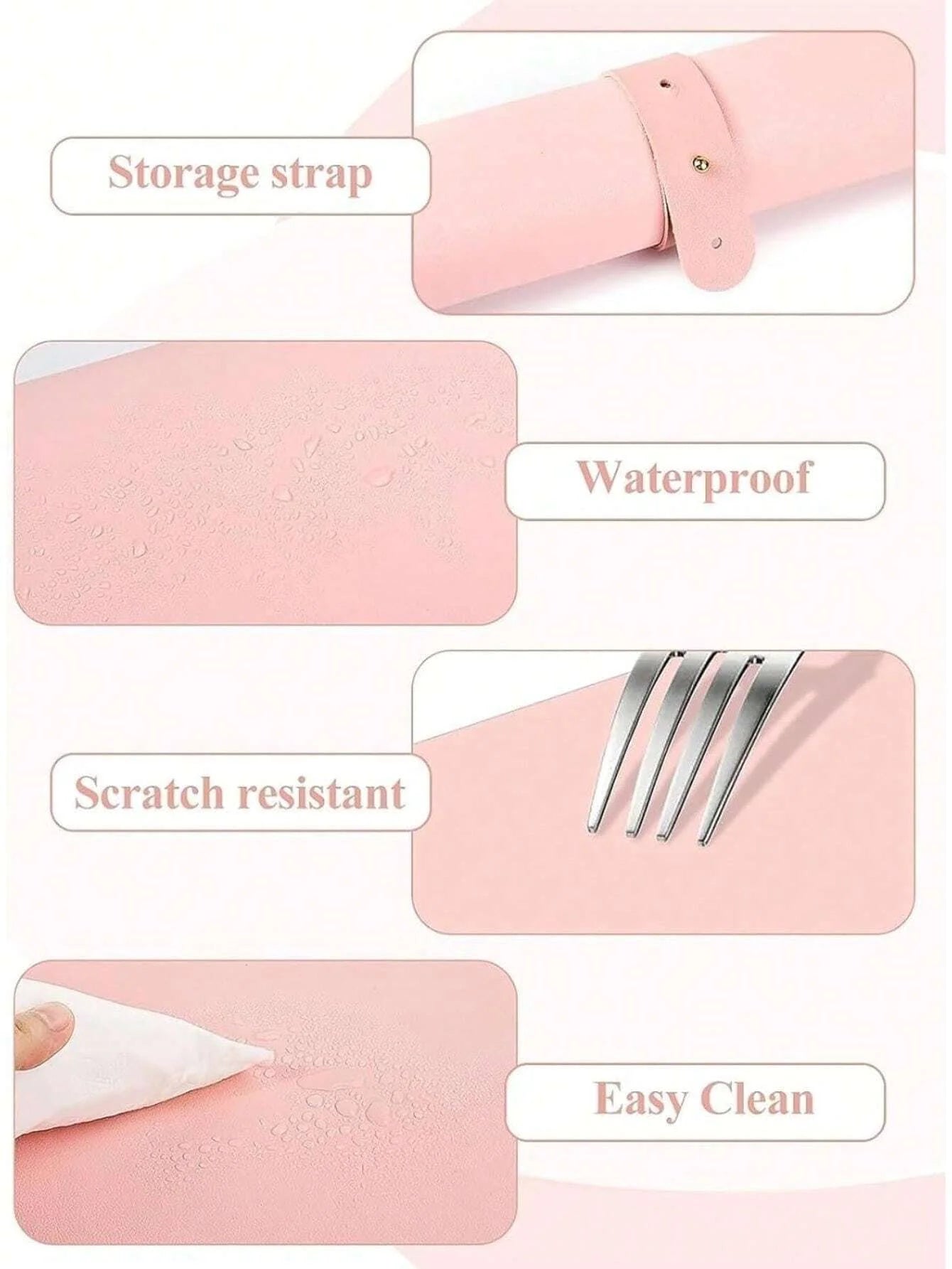 1/2pcs Pink Nail Art Table Mat Portable Foldable Nail Art Armrest Mat Microfiber Leather Soft Nail Art Mat for Nail Art Salon