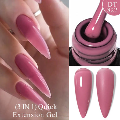 MEET ACROSS 7ml Quick Extension Gel Nail Polish Glitter Pink Gold Purple Milky White UV Gel Finger Prolong Varnish For Nails