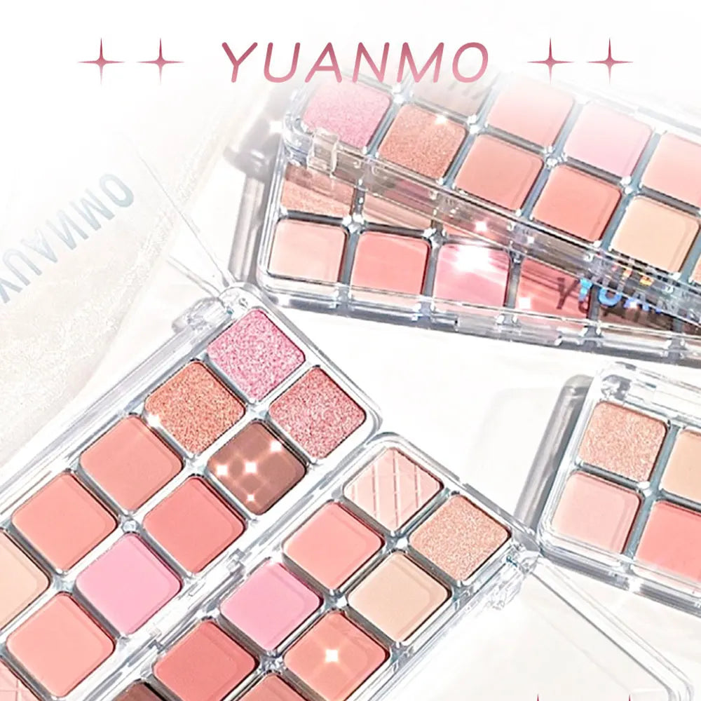 12-color pink eyeshadow palette - matte and shiny versions, suitable for both day and night, for dates and commutes, pink makeup