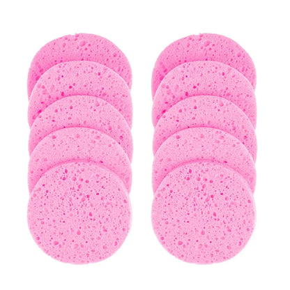 10pcs 8cm Face Round Makeup Remover Tool Natural Wood Pulp Sponge Cellulose Compress Cosmetic Puff Facial Washing Sponge