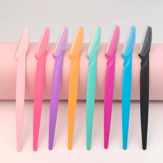 10-Piece Mixed Stainless Steel Matte Eyebrow Razors: Candy-Colored, Safety-Type with Straight Handle