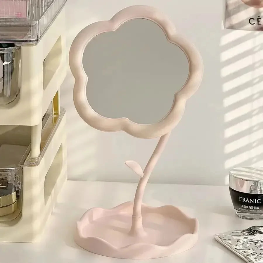 Cute Flower Design Desktop Mirror Creative Bedroom Home Decor Gift High Aesthetic Value Gao Yan Style Vanity Decorative Mirror