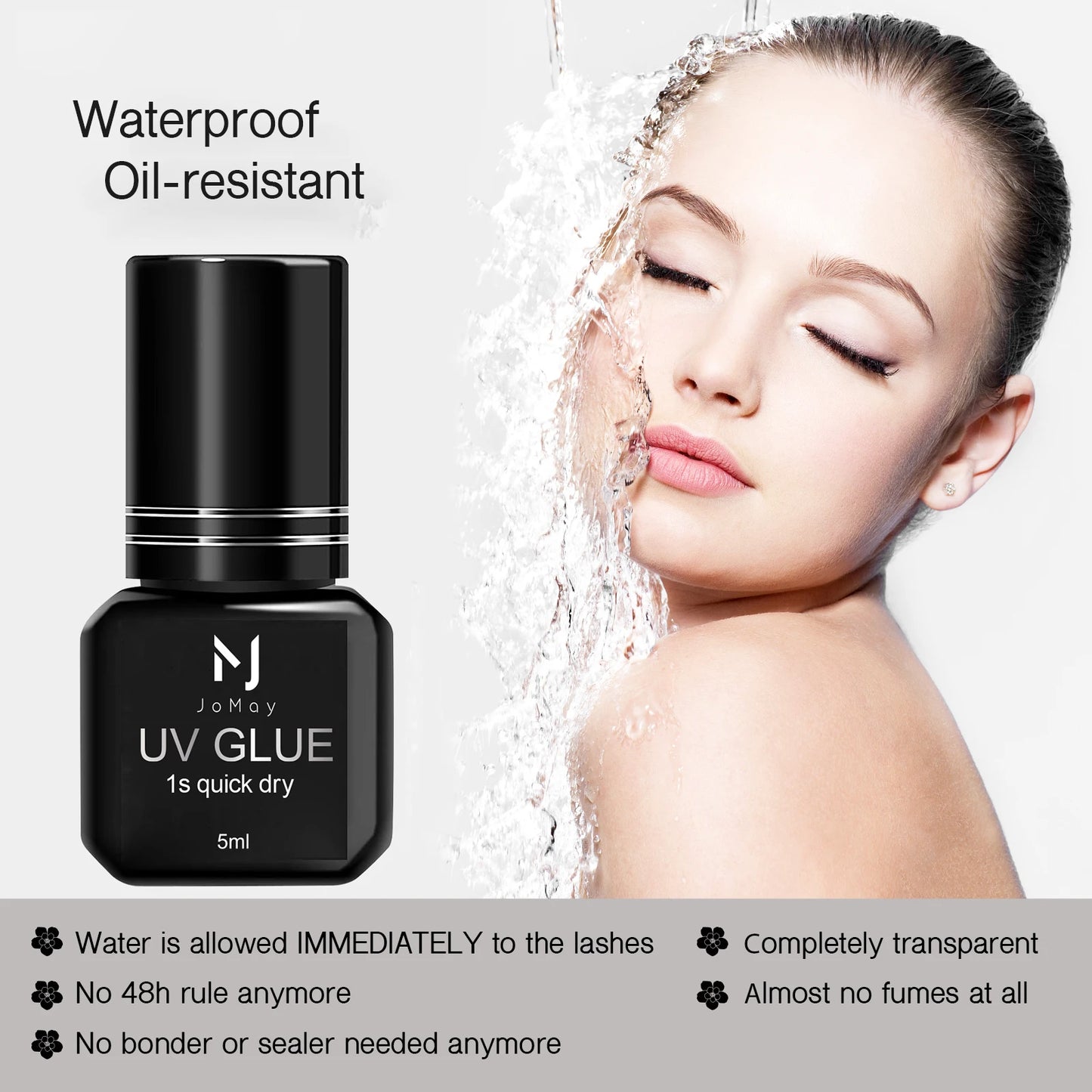 UV Eyelash Glue Makeup Tools Water Proof Quick Dry in 1 Second Eyelash Extension Supplies Colorless Tasteless Eyelash Glue