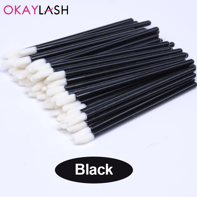 Okaylash Disposable Glitter Eyelash Extension Cleaning Brushes Crystal Micro Lip Gloss Applicator Shining Cleaner Makeup Tools