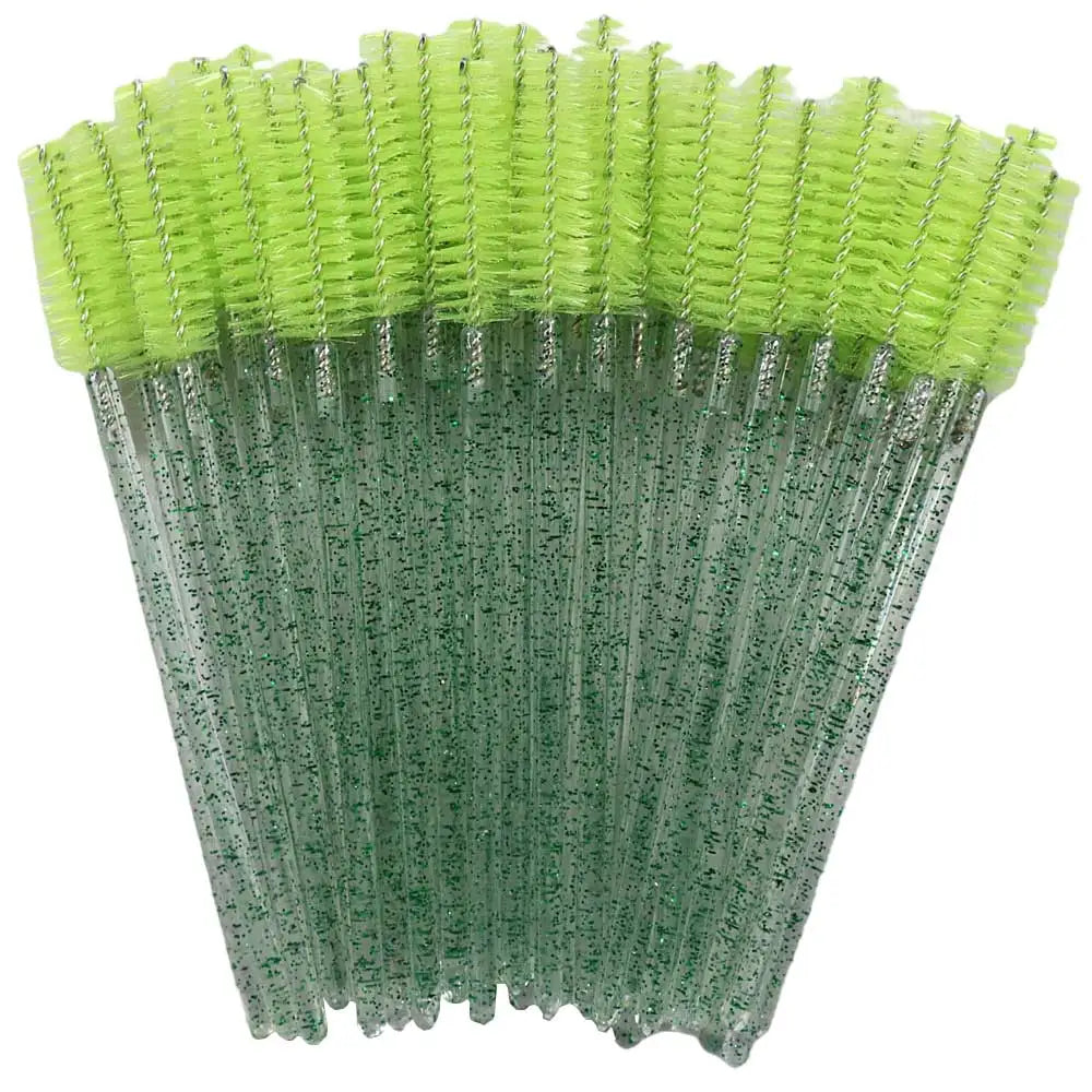 50pcs Disposable Mixed Color Eyelash Brushes Crystal Eye Lash Mascara Wands Glitter Lash Comb Spoolies Micro Makeup Applicators