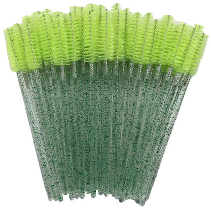 50pcs Disposable Mixed Color Eyelash Brushes Crystal Eye Lash Mascara Wands Glitter Lash Comb Spoolies Micro Makeup Applicators